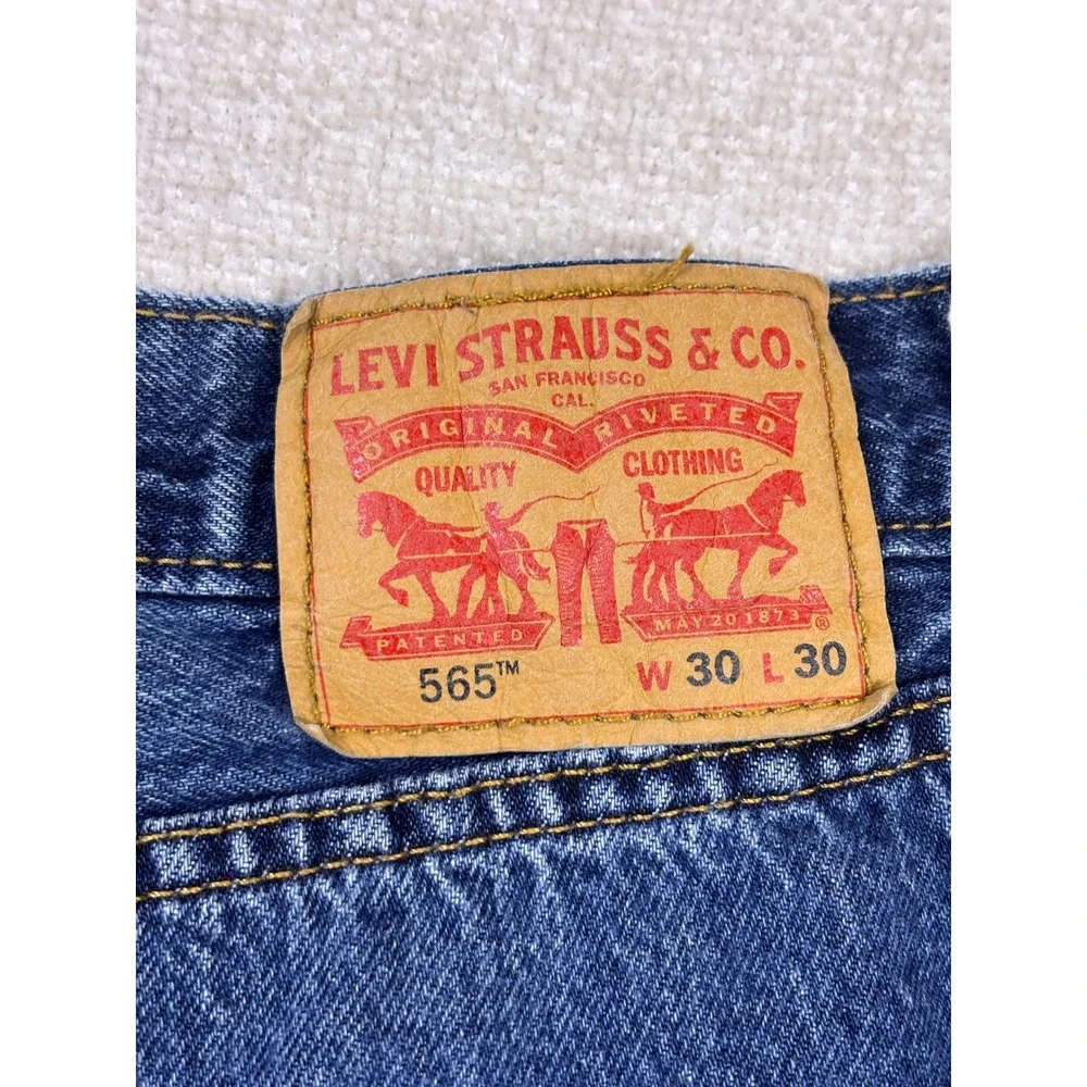 Levis 565 Custom Reworked Wide Leg Flare Jeans Mens 30x30 Blue Denim